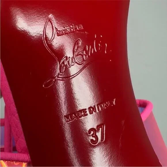 Christian Louboutin Loubi Duniss PVC Pink Iridescent Heels Womens Size EU 37 - Picture 10 of 11